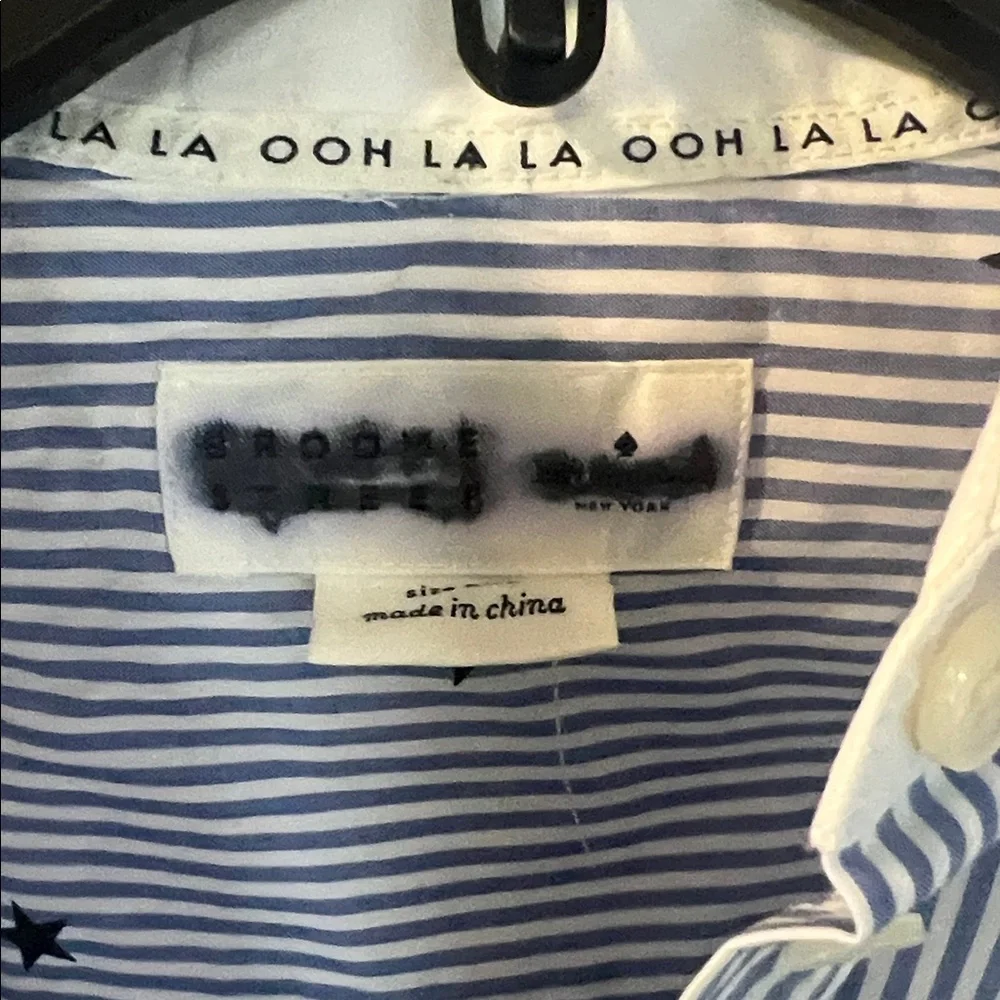 Kate Spade Stars & Stripes Poplin Shirt with Ruffle Collar & Cuffs NWOT - Picture 2 of 10